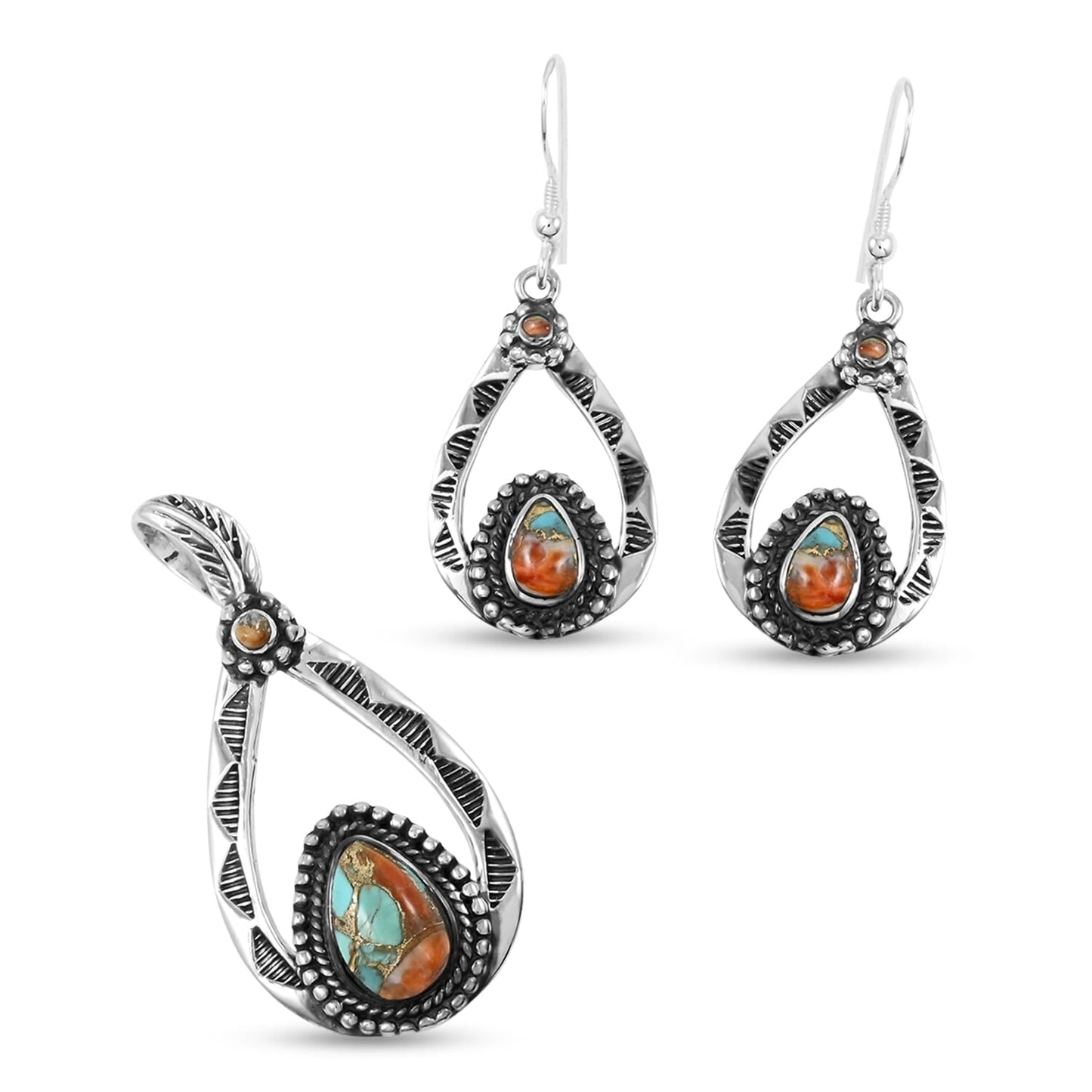 Santa Fe Style Pendant & Earrings Set – A Bold and Timeless Southwestern Touch