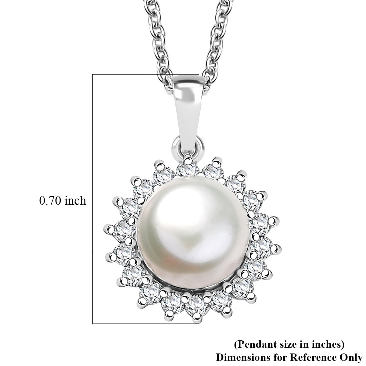 DJOY Freshwater Pearl & White Zircon Sunburst Pendant Necklace