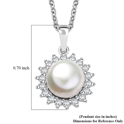 DJOY Freshwater Pearl & White Zircon Sunburst Pendant Necklace