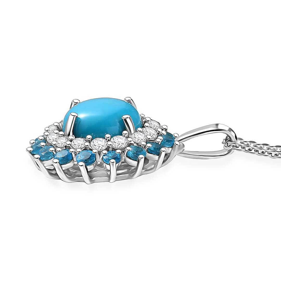 Sleeping Beauty Turquoise and Multi Gemstone Pendant Necklace