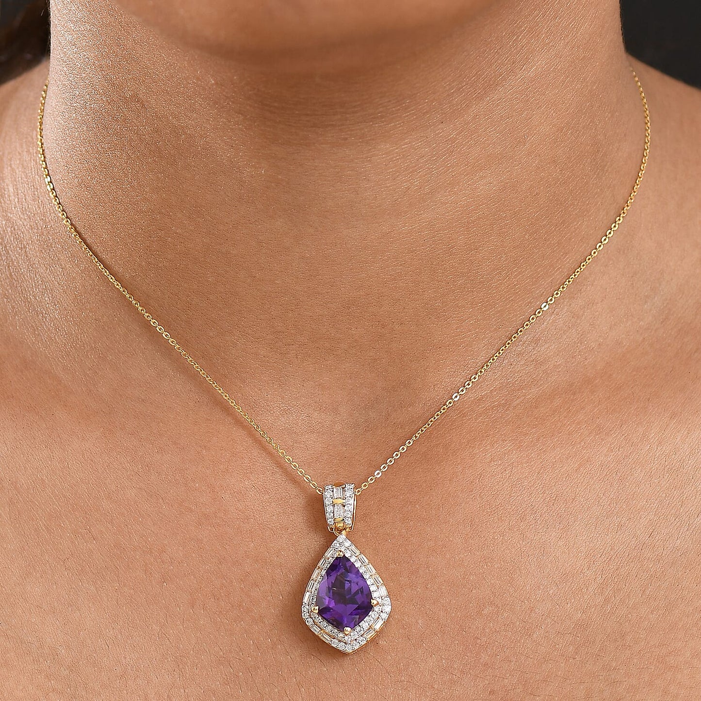 Lusaka Amethyst Shield Pendant Necklace — Poise, Presence & Refined Radiance