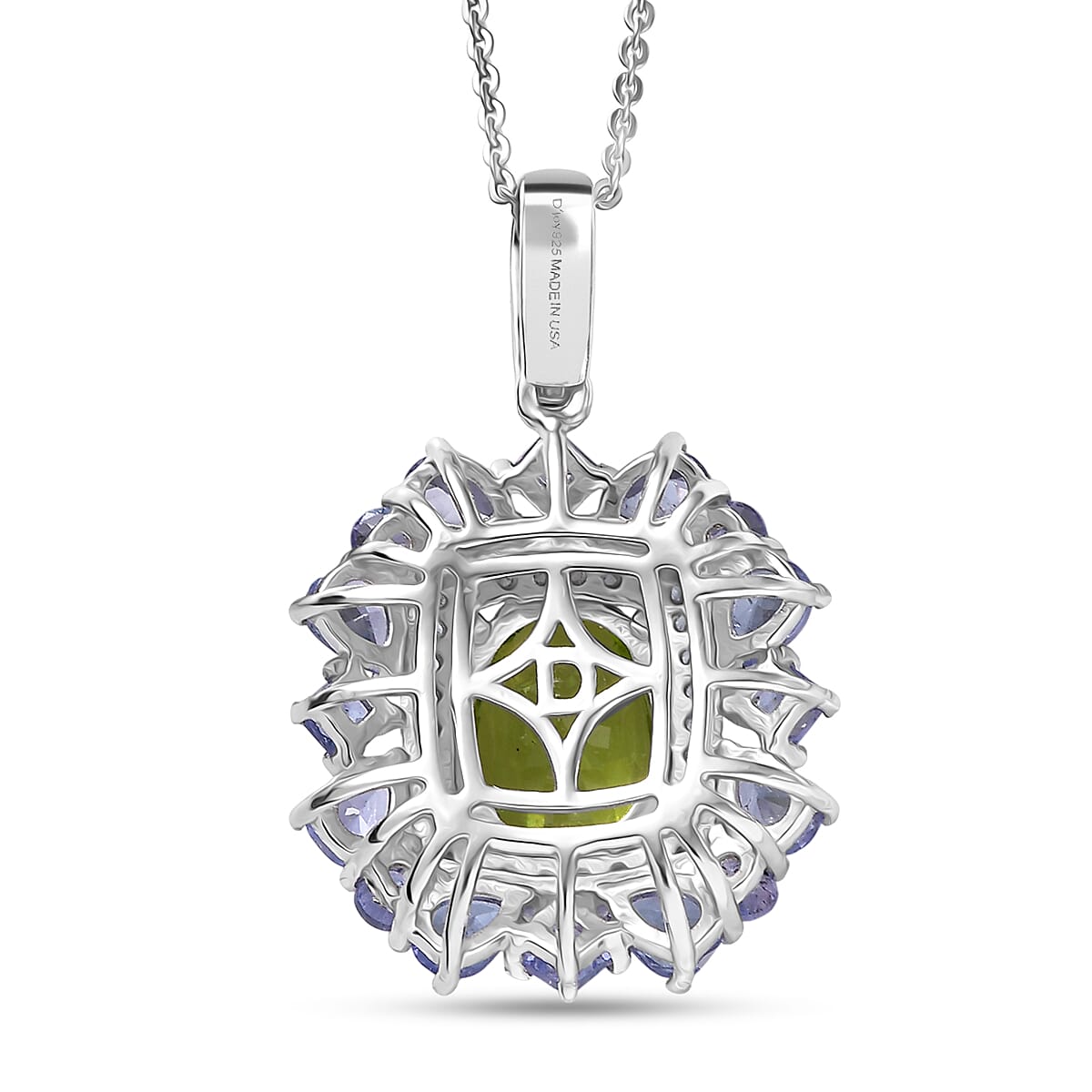 Natural Gemstone Pendant Necklace – Sterling Silver with Rhodium Finish