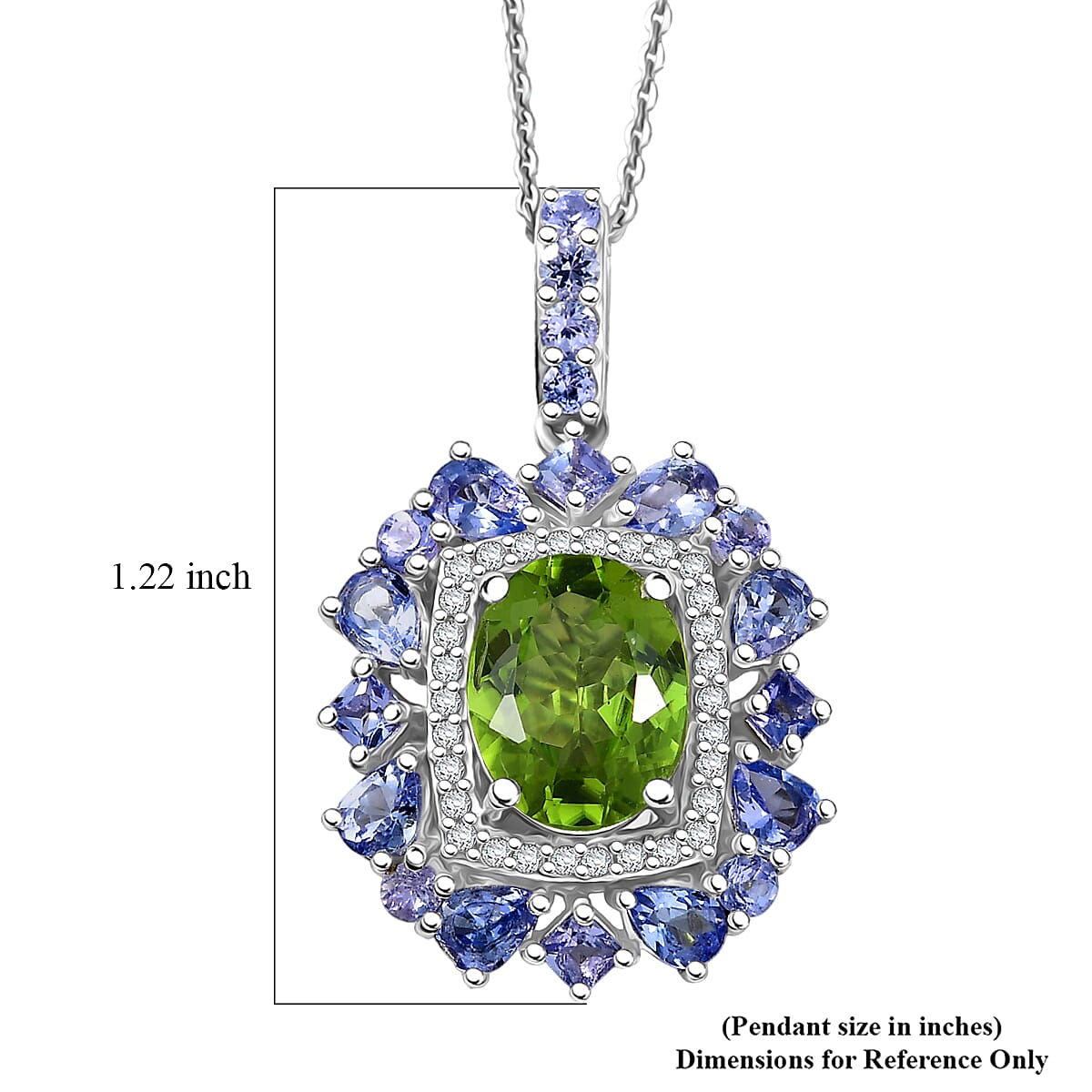 Natural Gemstone Pendant Necklace – Sterling Silver with Rhodium Finish