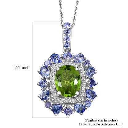 Natural Gemstone Pendant Necklace – Sterling Silver with Rhodium Finish