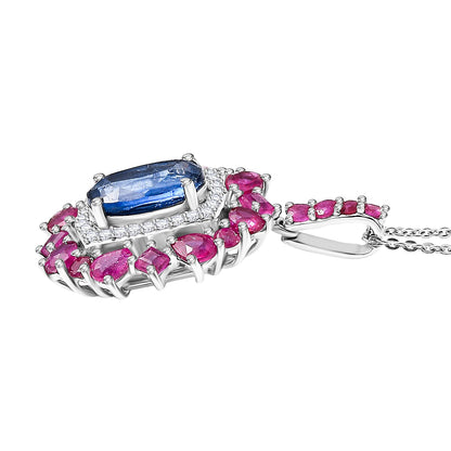 Natural Gemstone Pendant Necklace – Sterling Silver with Rhodium Finish