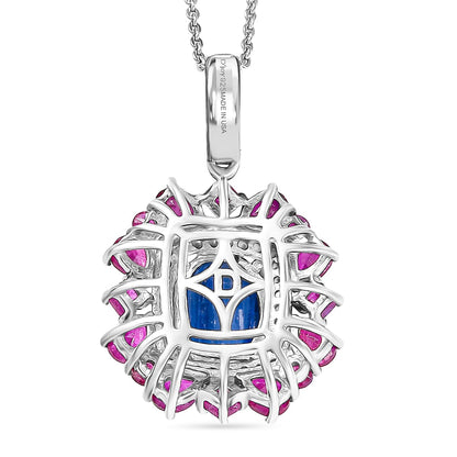 Natural Gemstone Pendant Necklace – Sterling Silver with Rhodium Finish
