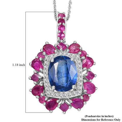 Natural Gemstone Pendant Necklace – Sterling Silver with Rhodium Finish
