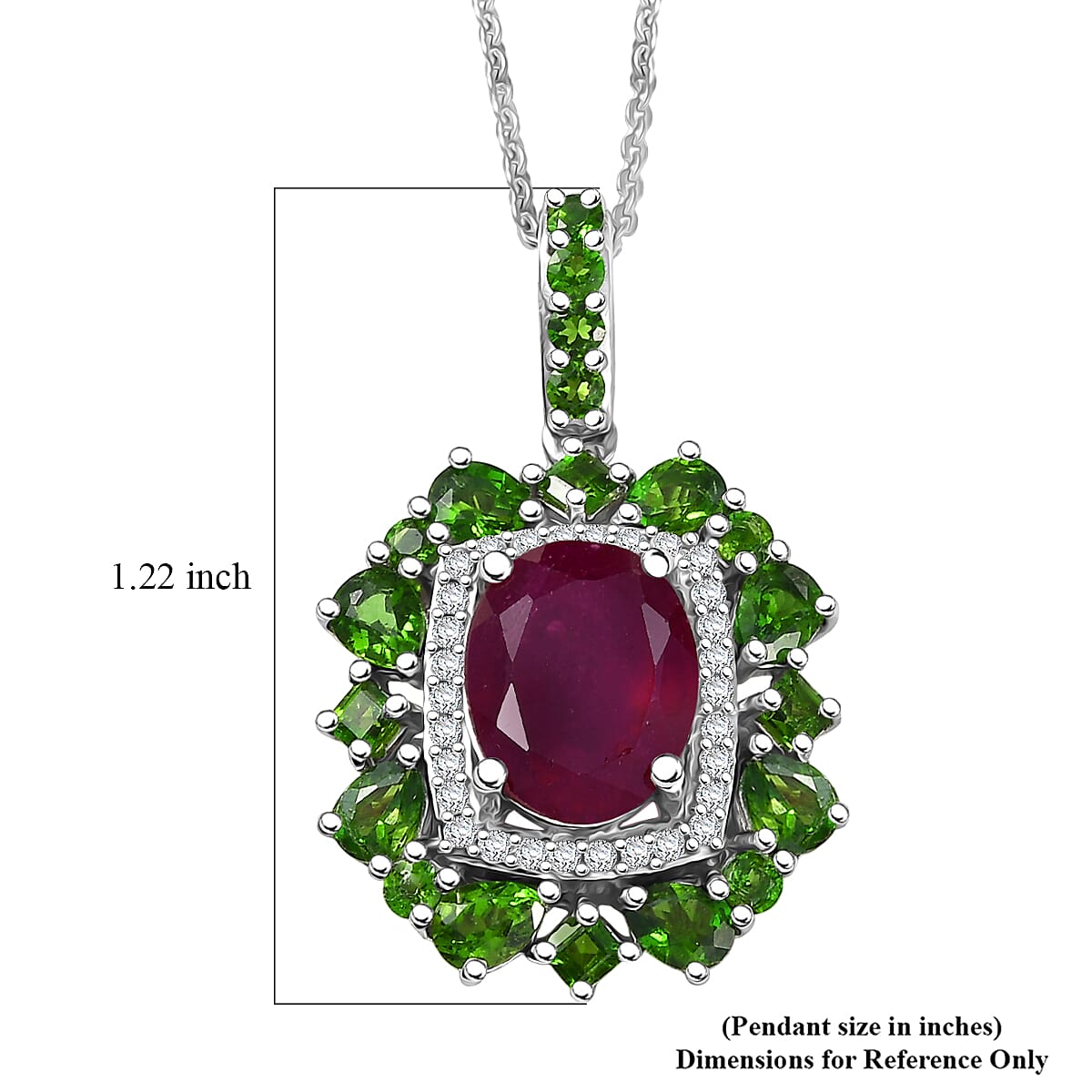 Natural Gemstone Pendant Necklace – Sterling Silver with Rhodium Finish