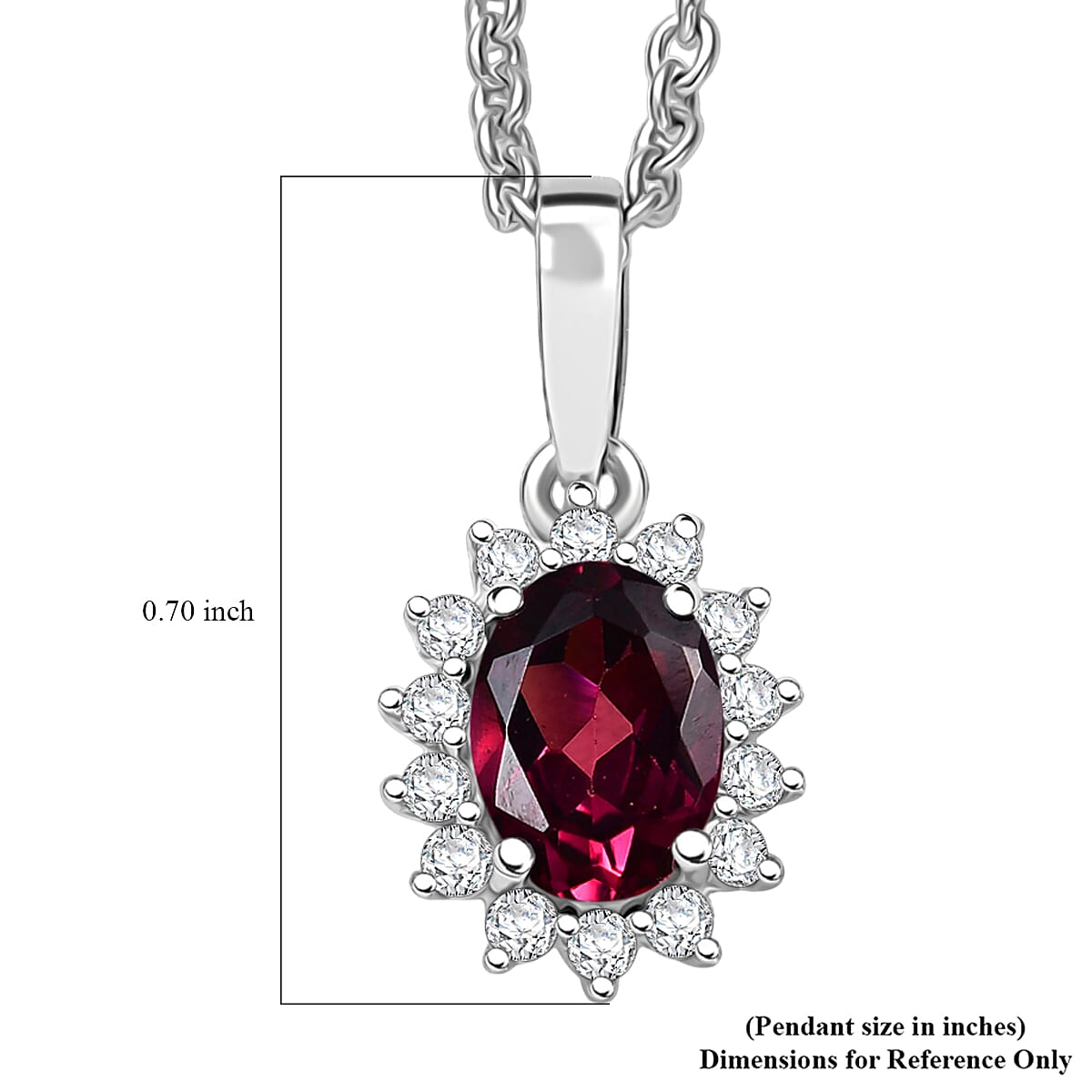 Rhodolite Garnet & White Zircon Pendant Necklace – Shine with Elegance in Rhodium-Plated Silver