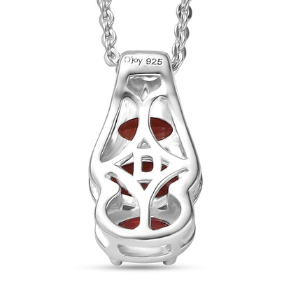 Mozambique Garnet Pendant Necklace – Radiate Elegance in Rhodium-Plated Silver