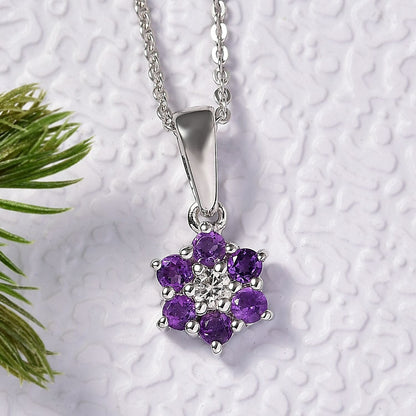 Discover Your Energy – Genuine Gemstone Pendant Necklace in Rhodium-Plated Silver