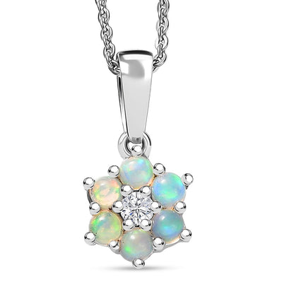 Discover Your Energy – Genuine Gemstone Pendant Necklace in Rhodium-Plated Silver