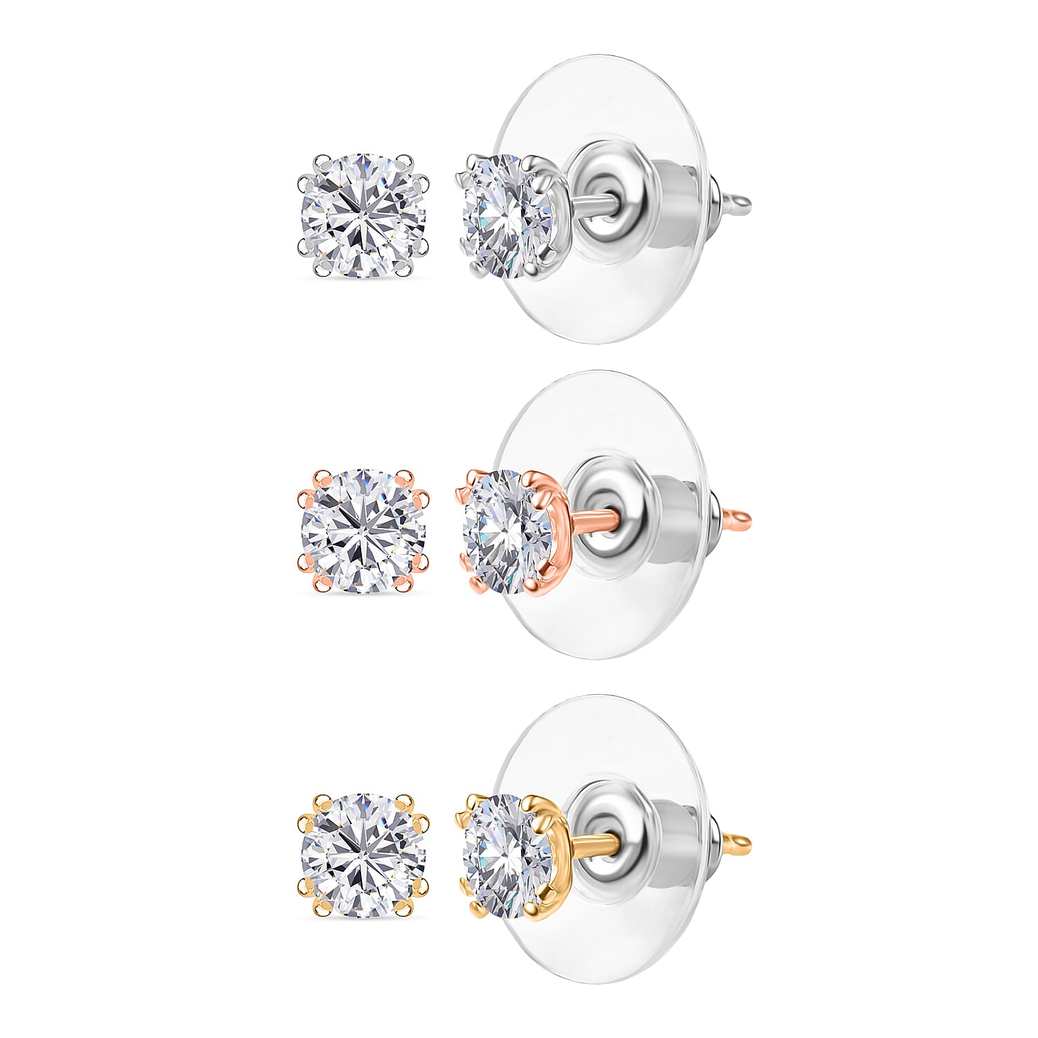 Set of 3 - Moissanite Solitaire Stud Earrings Set – Sparkle and Shine in Every Trio
