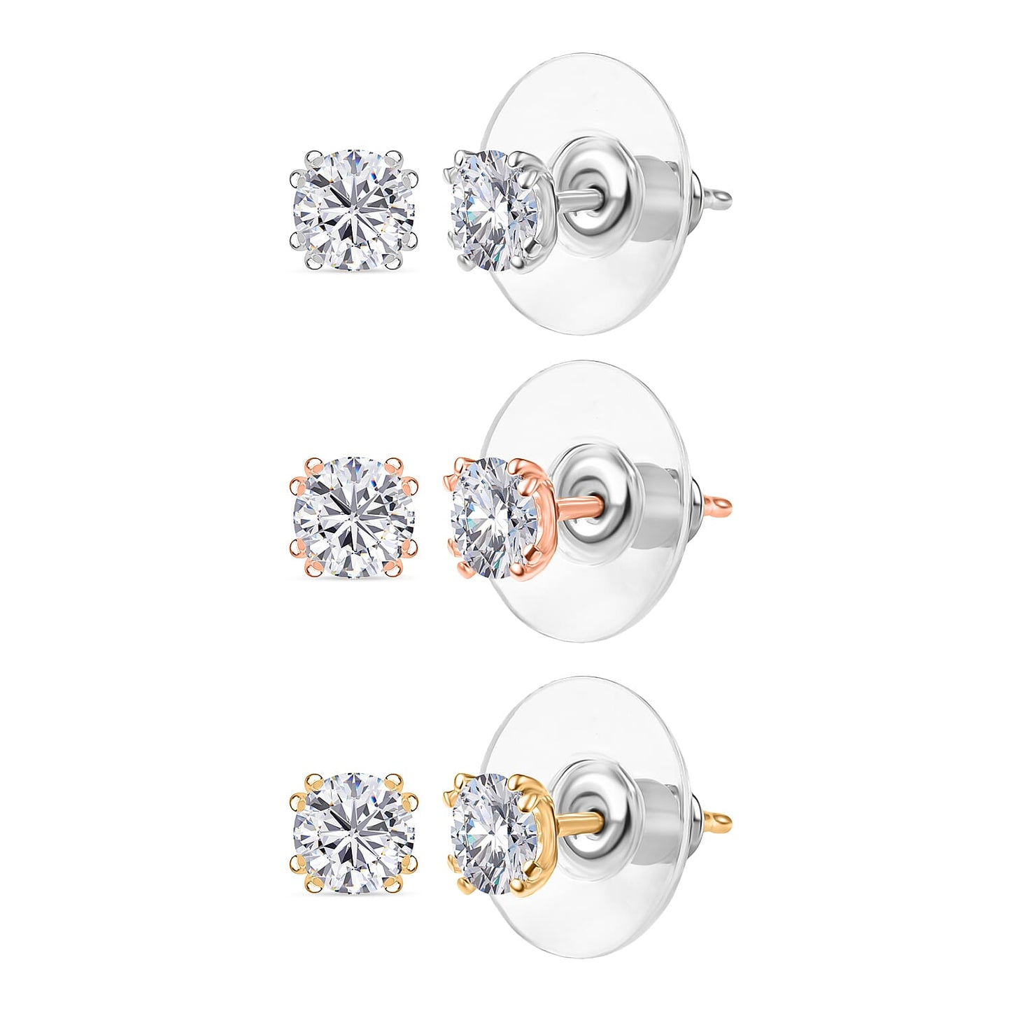 Set of 3 - Moissanite Solitaire Stud Earrings Set – Sparkle and Shine in Every Trio