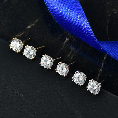 Set of 3 - Moissanite Solitaire Stud Earrings Set – Sparkle and Shine in Every Trio