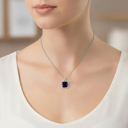Zambian Amethyst & Moissanite Poinsettia Pendant Necklace — Blooming Elegance & Sparkling Energy