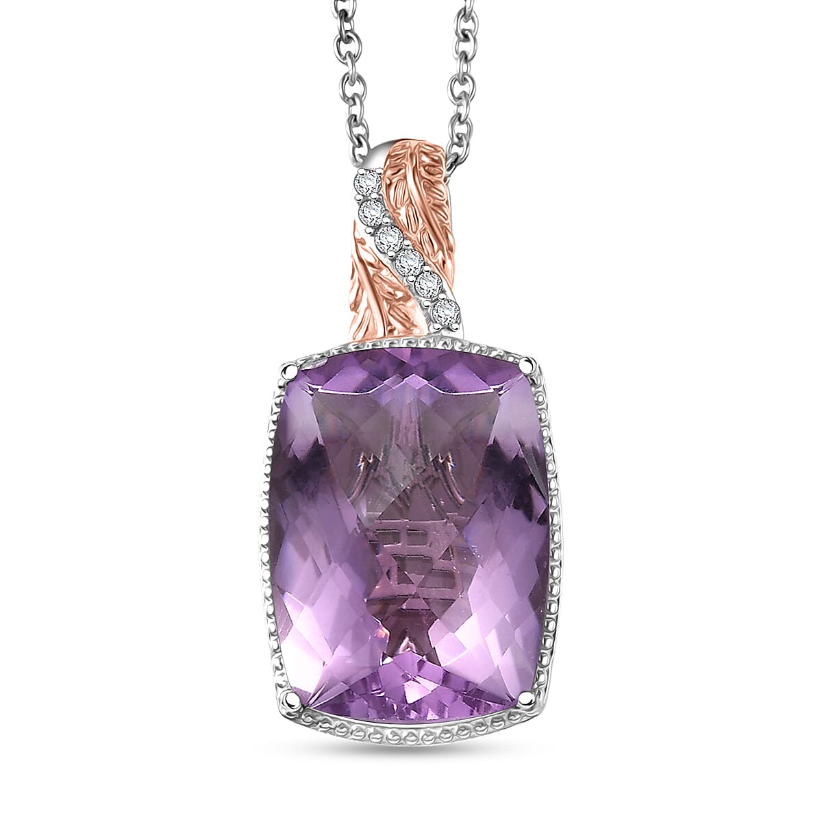 Amethyst, Black Spinel and Verde Onyx Pendant Necklace – Gold Plated and Platinum Bonded