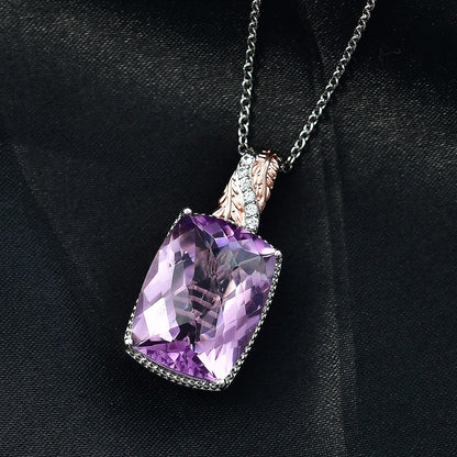 Amethyst, Black Spinel and Verde Onyx Pendant Necklace – Gold Plated and Platinum Bonded