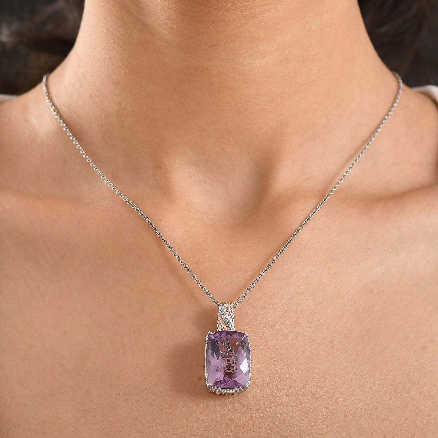 Amethyst, Black Spinel and Verde Onyx Pendant Necklace – Gold Plated and Platinum Bonded