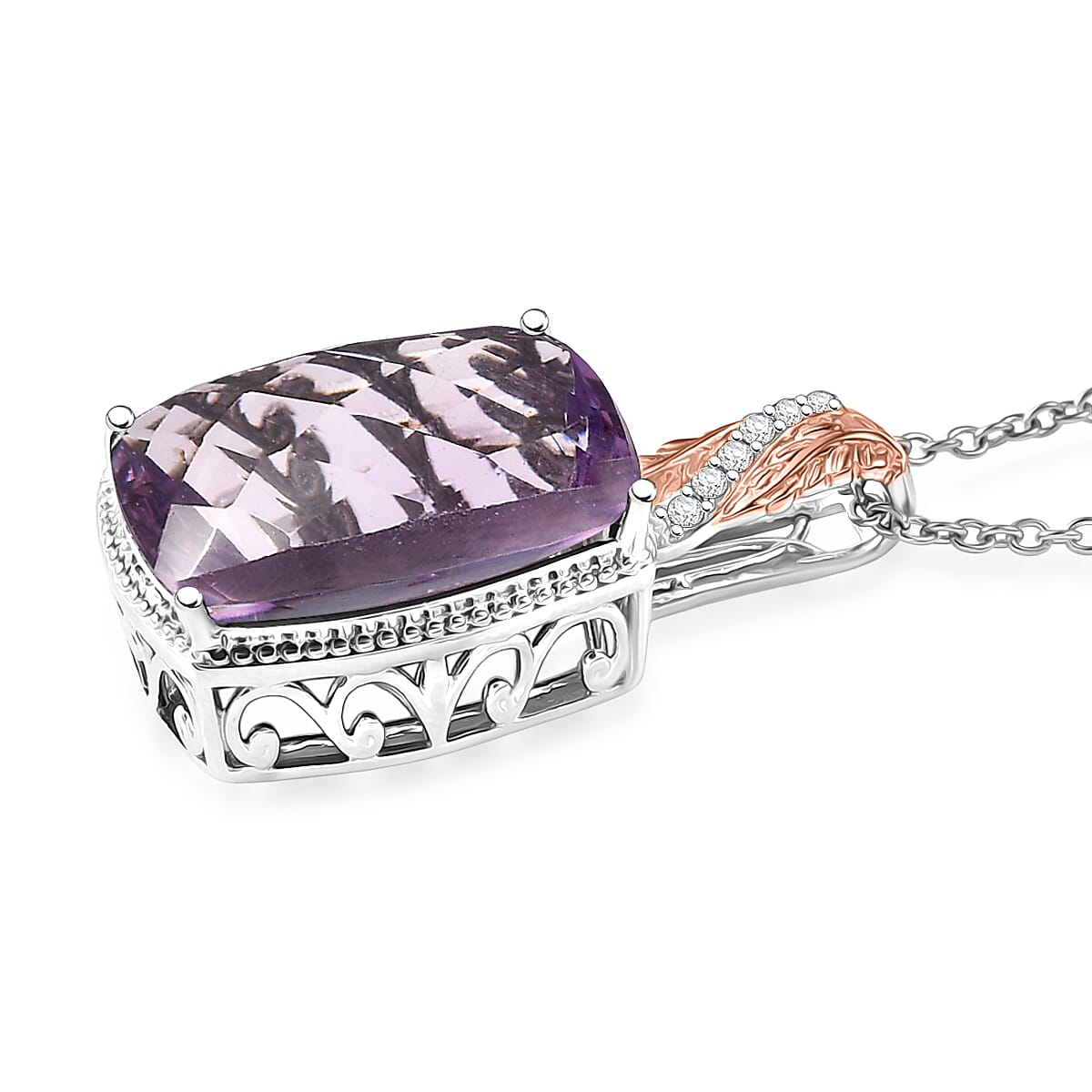 Amethyst, Black Spinel and Verde Onyx Pendant Necklace – Gold Plated and Platinum Bonded
