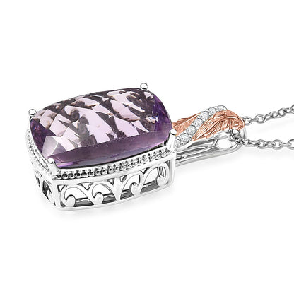 Amethyst, Black Spinel and Verde Onyx Pendant Necklace – Gold Plated and Platinum Bonded