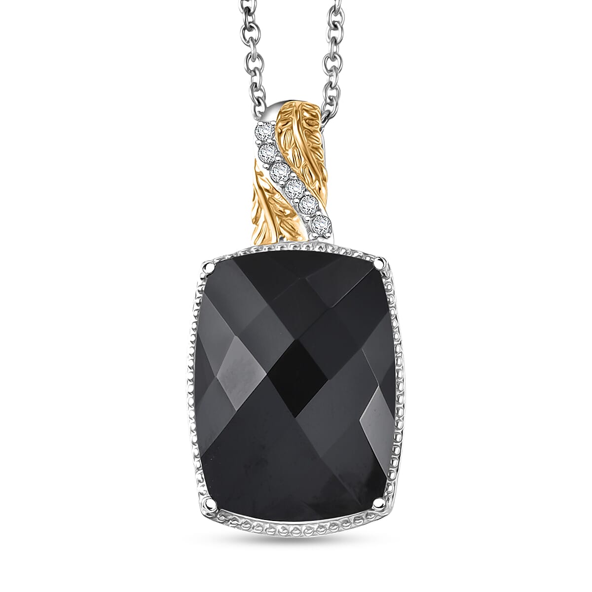 Amethyst, Black Spinel and Verde Onyx Pendant Necklace – Gold Plated and Platinum Bonded