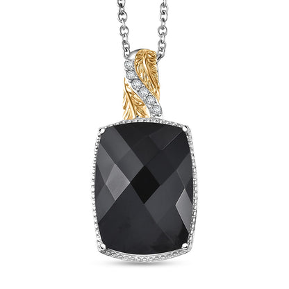 Amethyst, Black Spinel and Verde Onyx Pendant Necklace – Gold Plated and Platinum Bonded