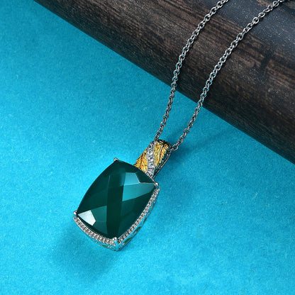 Amethyst, Black Spinel and Verde Onyx Pendant Necklace – Gold Plated and Platinum Bonded