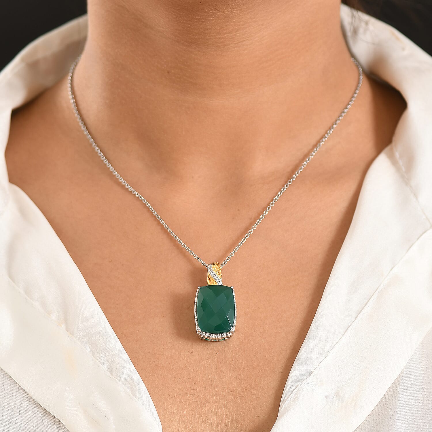 Amethyst, Black Spinel and Verde Onyx Pendant Necklace – Gold Plated and Platinum Bonded