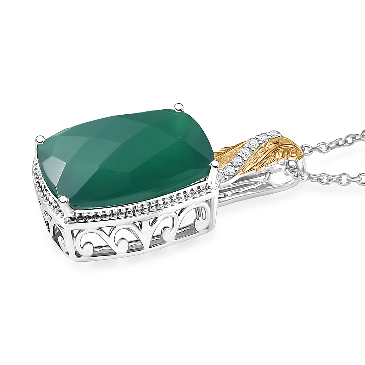 Amethyst, Black Spinel and Verde Onyx Pendant Necklace – Gold Plated and Platinum Bonded