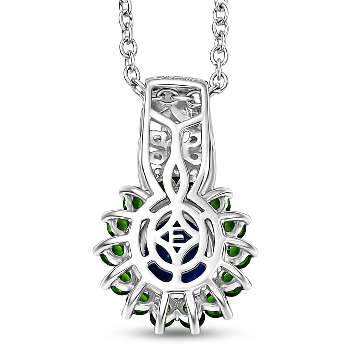 Masoala Sapphire and Multi Gemstone Pendant in Platinum Bonded Stainless Steel