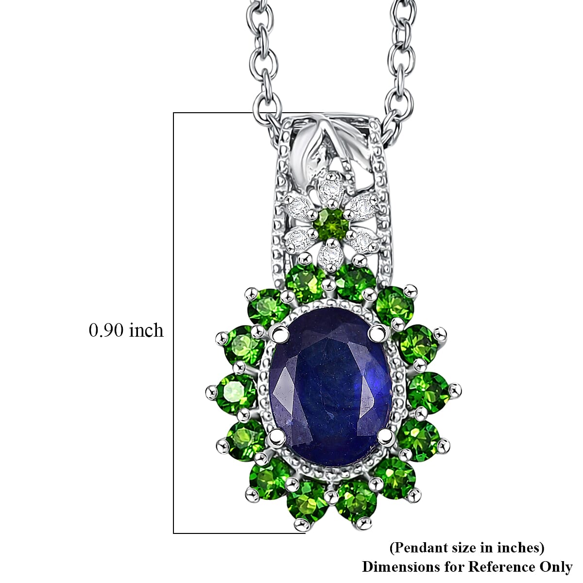 Masoala Sapphire and Multi Gemstone Pendant in Platinum Bonded Stainless Steel