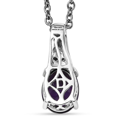 Amethyst & Zircon Pendant Necklace in Silver