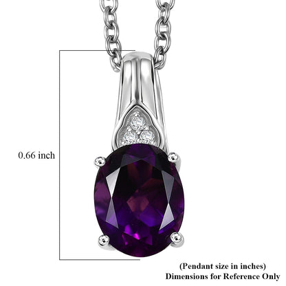 Amethyst & Zircon Pendant Necklace in Silver