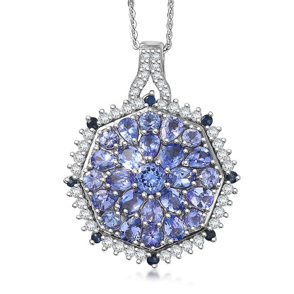 Gemstone Pendant in Sterling Silver and Vermeil Gold with Adjustable Length