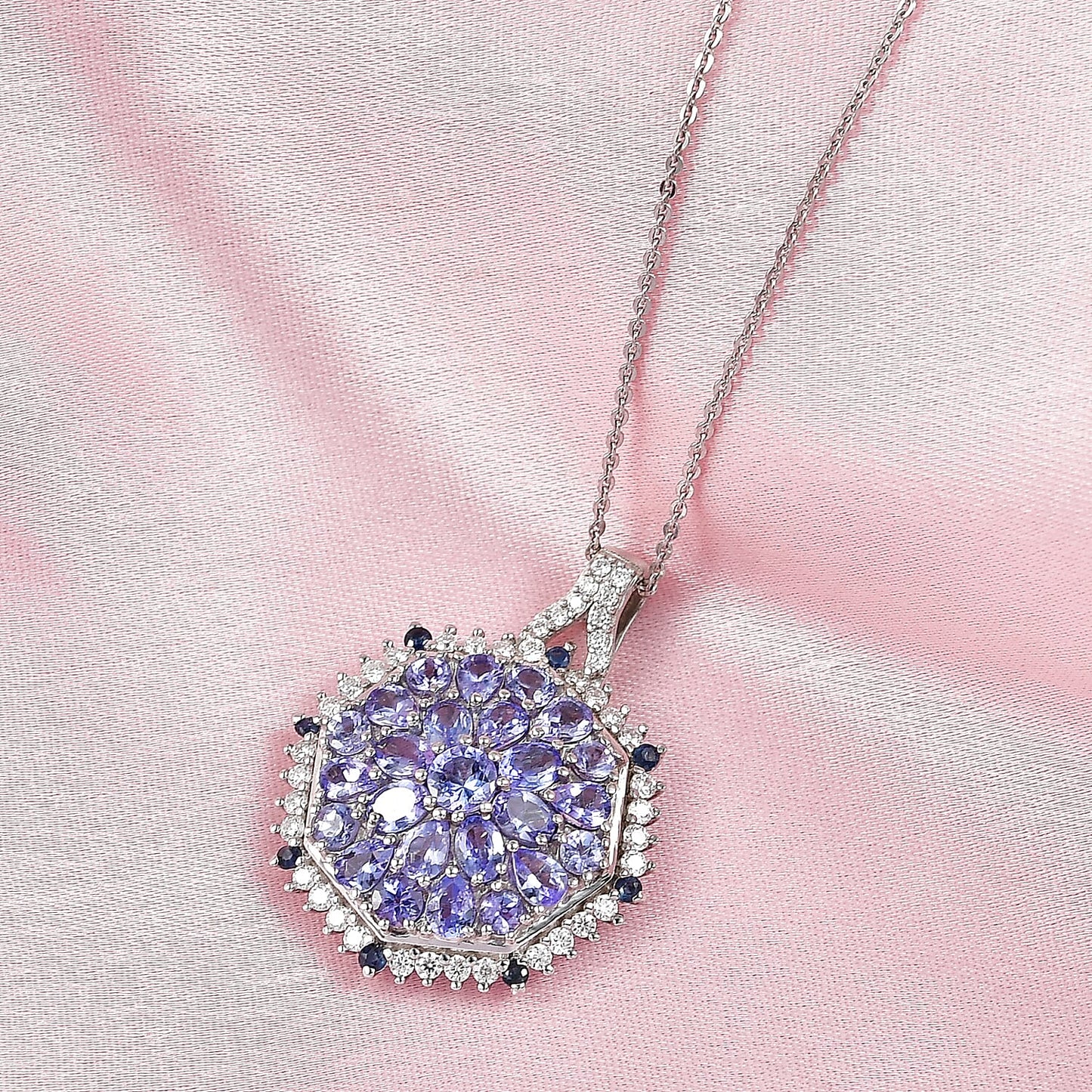 Gemstone Pendant in Sterling Silver and Vermeil Gold with Adjustable Length
