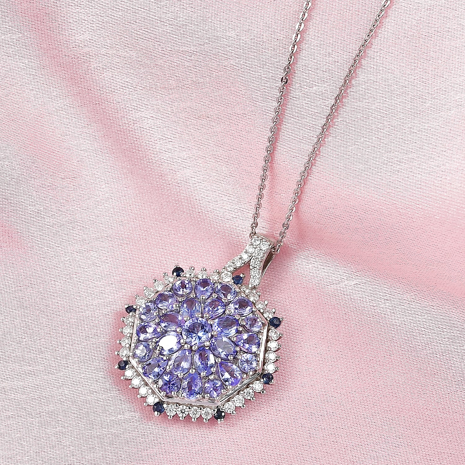 Gemstone Pendant in Sterling Silver and Vermeil Gold with Adjustable Length