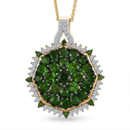 Gemstone Pendant in Sterling Silver and Vermeil Gold with Adjustable Length