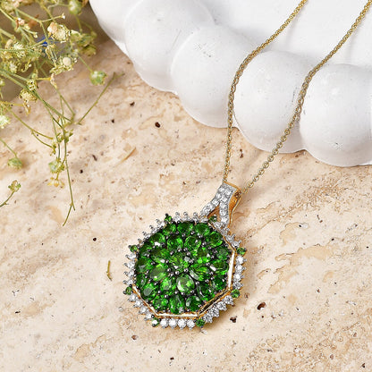 Gemstone Pendant in Sterling Silver and Vermeil Gold with Adjustable Length