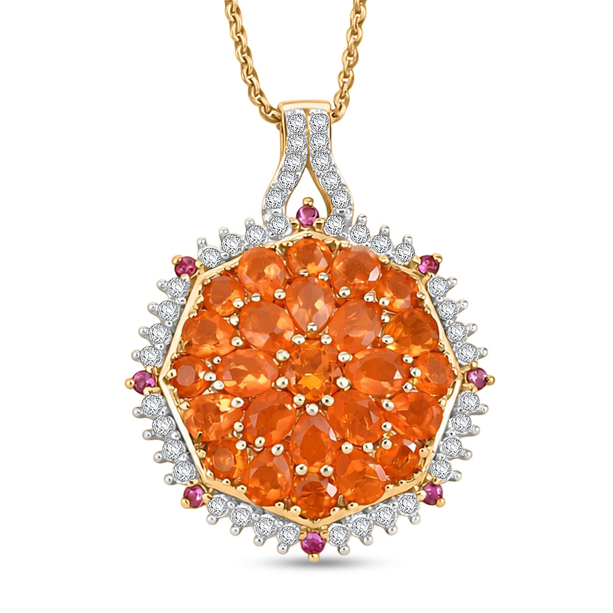 Gemstone Pendant in Sterling Silver and Vermeil Gold with Adjustable Length