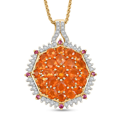 Gemstone Pendant in Sterling Silver and Vermeil Gold with Adjustable Length