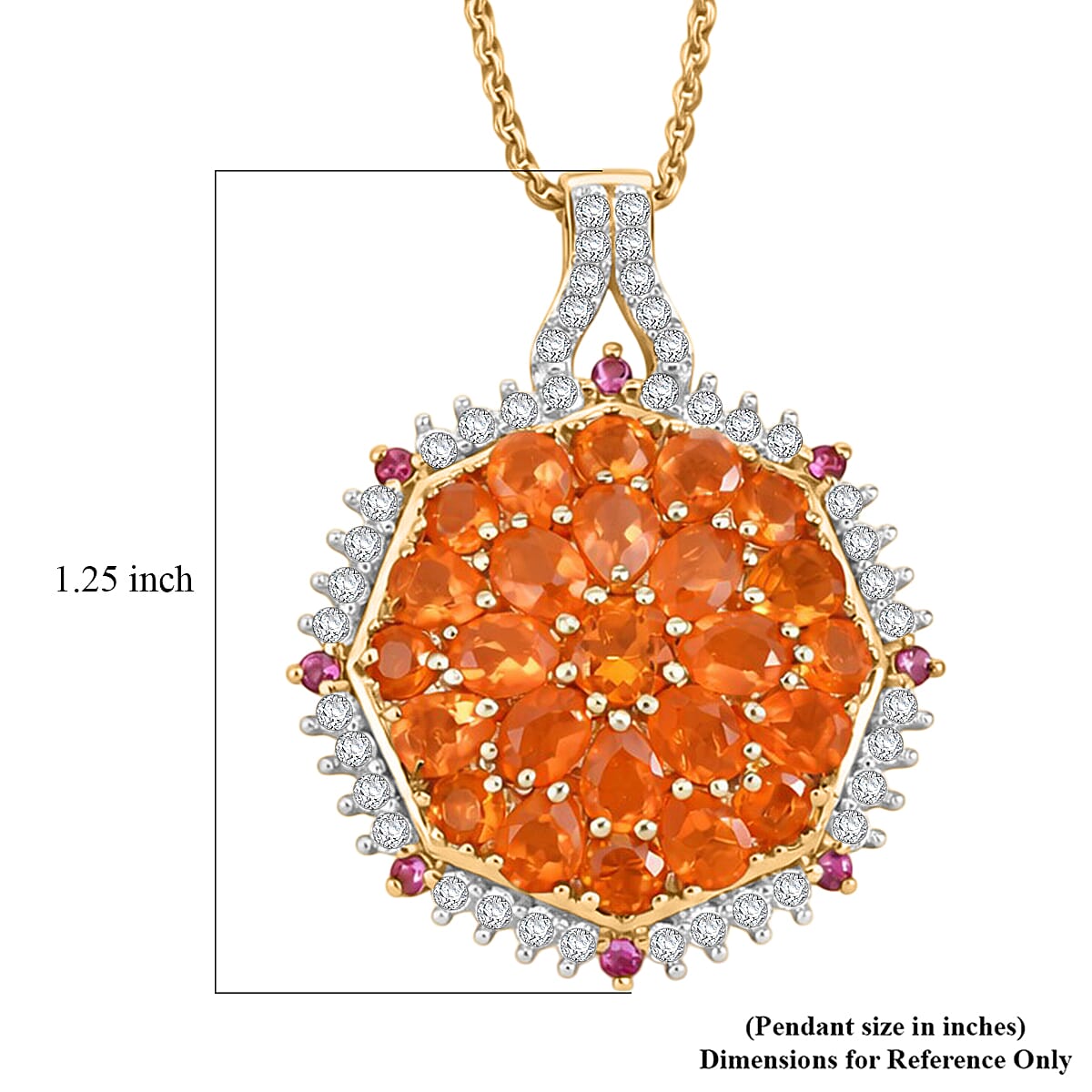 Gemstone Pendant in Sterling Silver and Vermeil Gold with Adjustable Length