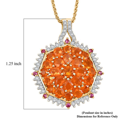 Gemstone Pendant in Sterling Silver and Vermeil Gold with Adjustable Length