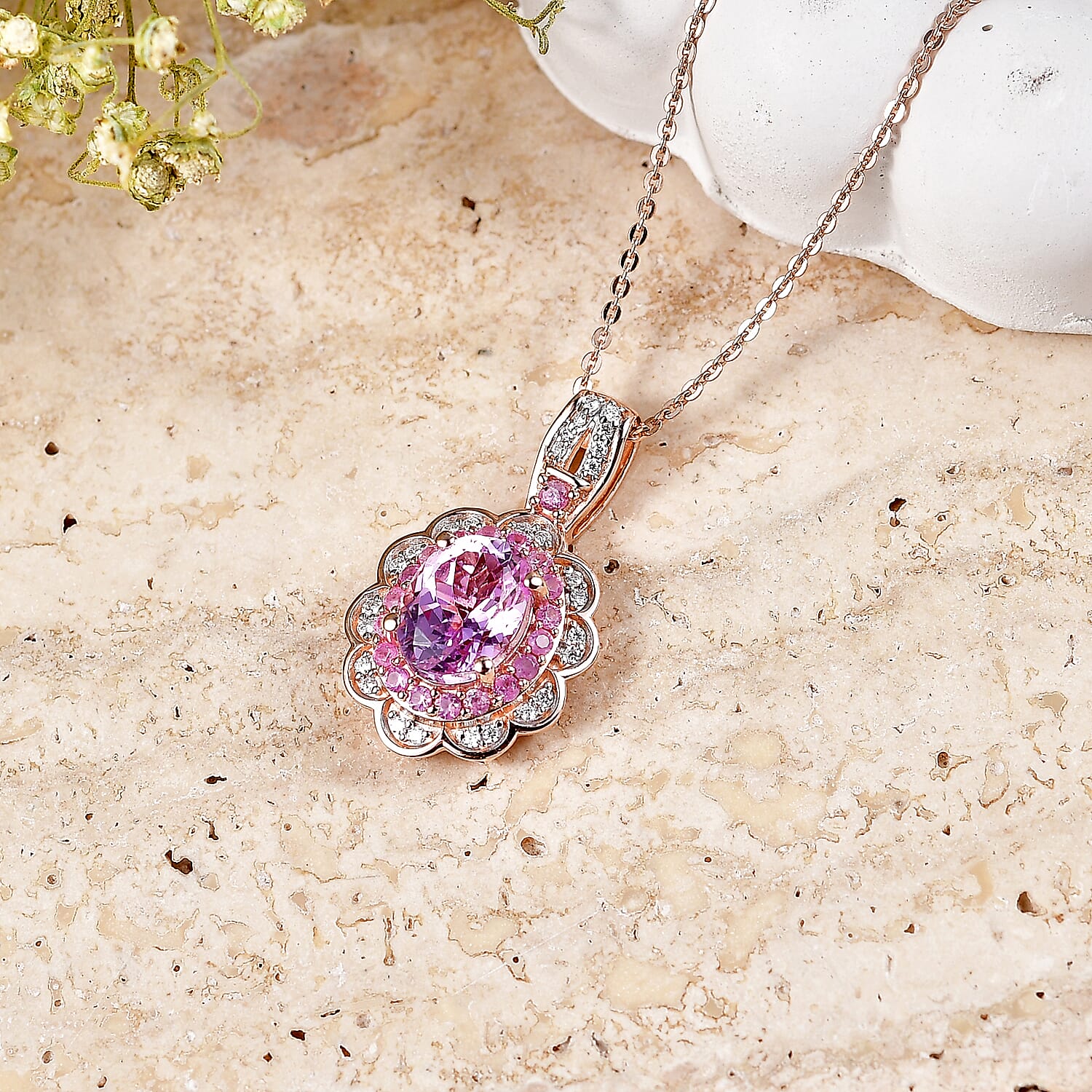 Gemstone Flower Pendant Necklace – Love, Growth and Positive Energy
