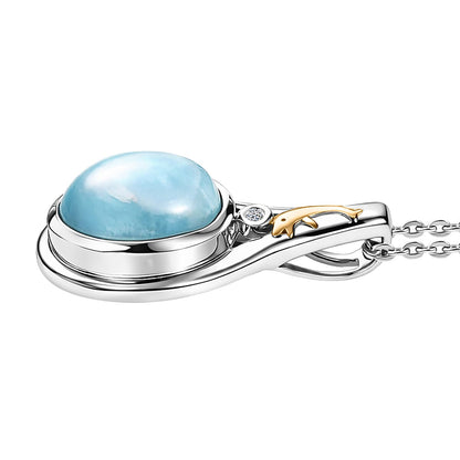 AAA Larimar & Diamond Ocean Joy Pendant Necklace