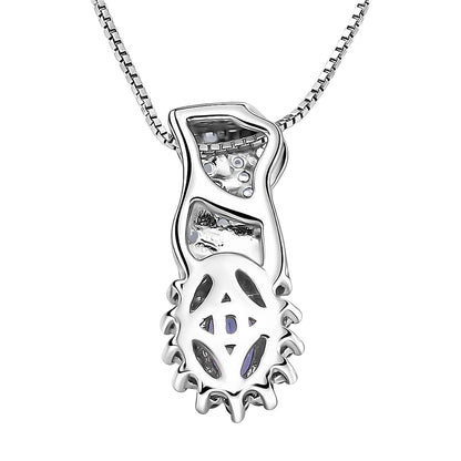 Tanzanite and White Zircon Halo Pendant – Wisdom and Clarity