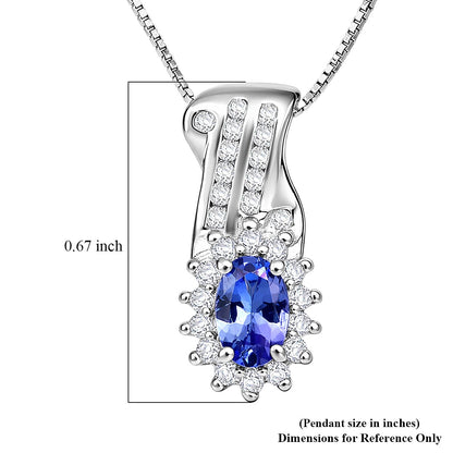 Tanzanite and White Zircon Halo Pendant – Wisdom and Clarity