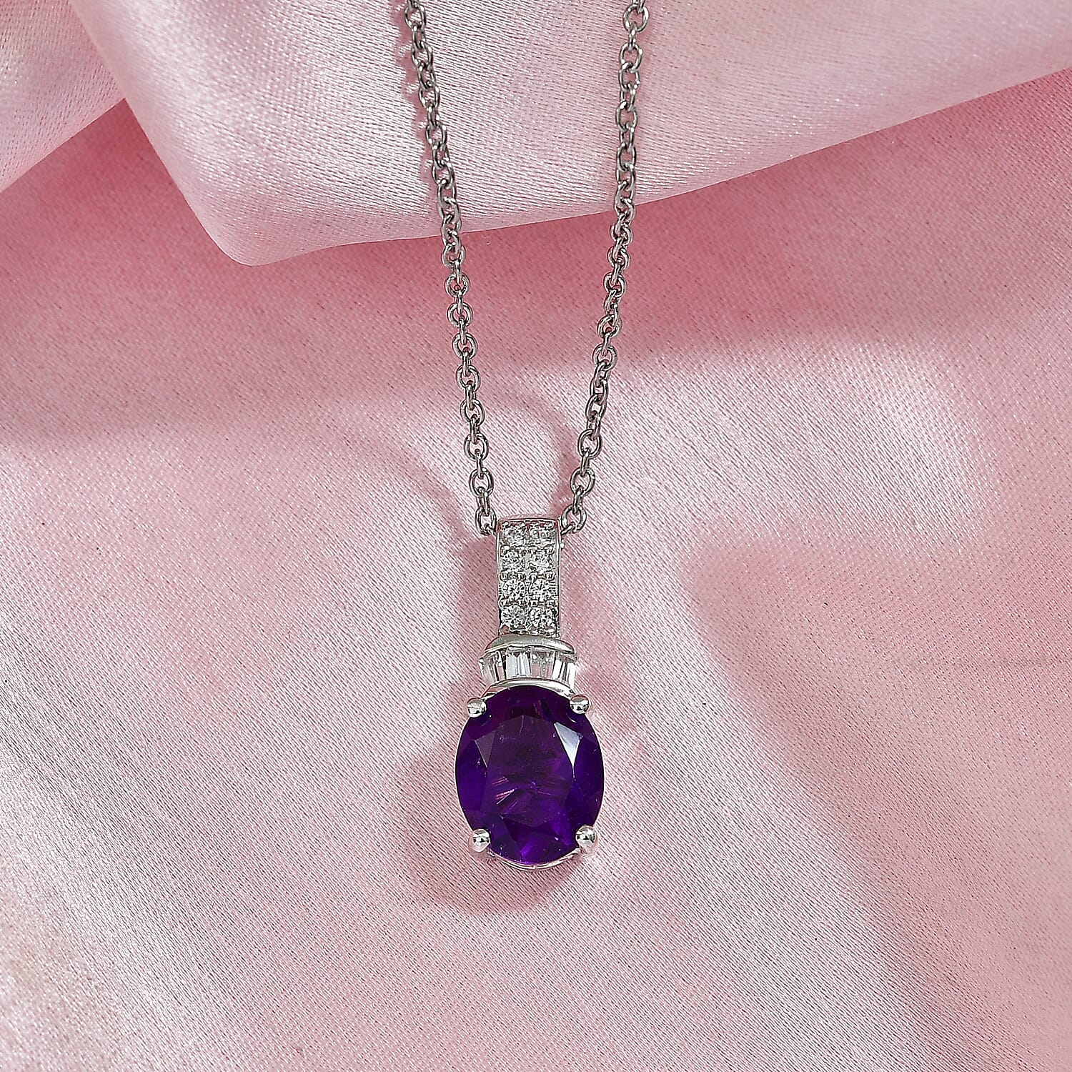 EverTrue Amethyst & Zircon Pendant Necklace