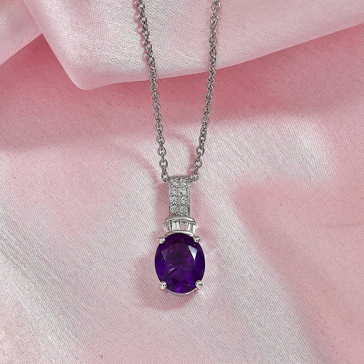 EverTrue Amethyst & Zircon Pendant Necklace