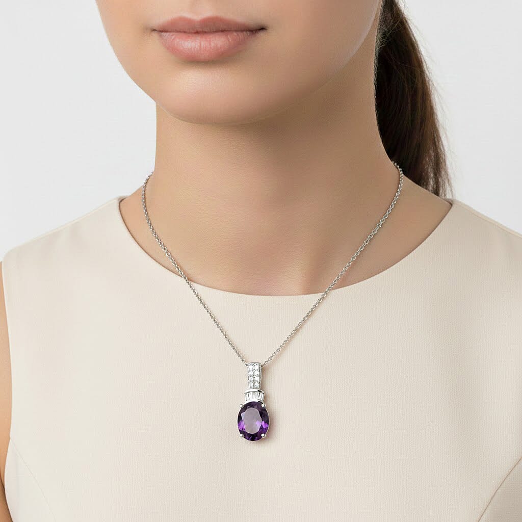 EverTrue Amethyst & Zircon Pendant Necklace